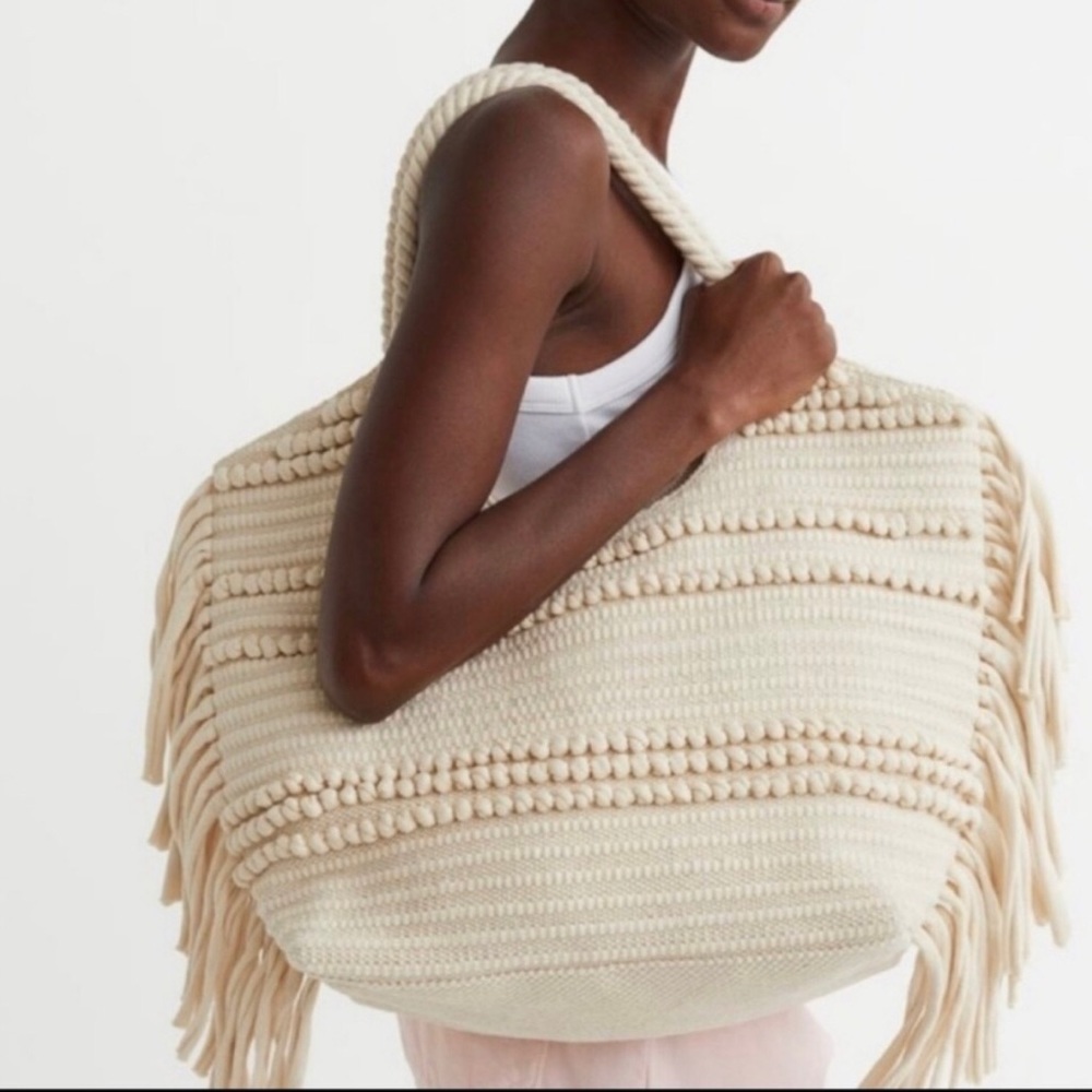 NEW H&M fringed shopper bag